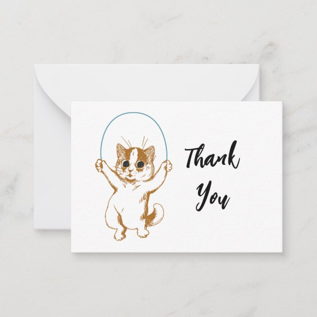 Cat Jumping Rope Thank You Card (Front)