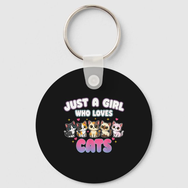 Cat Just A Girl Who Loves Cats  Keychain (Front)