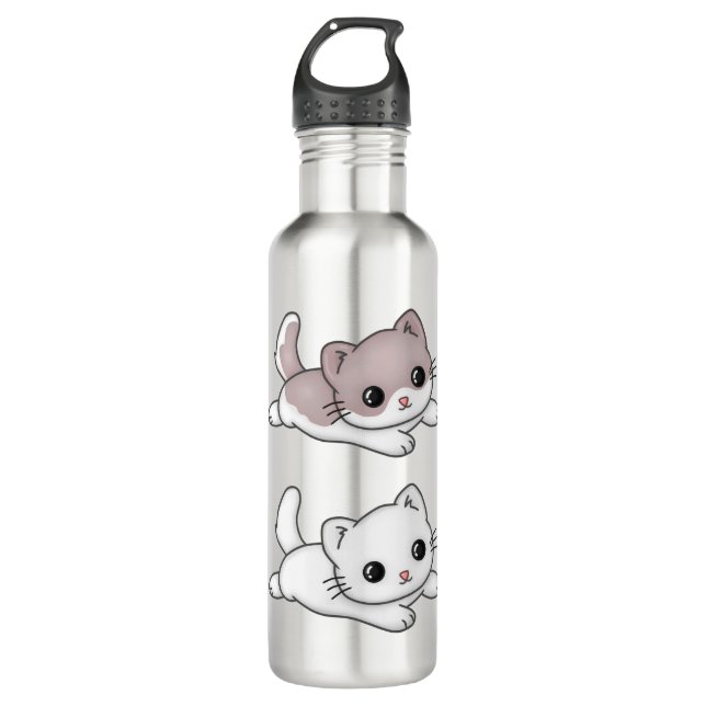 Cat Kawaii Feline Little Cat Tender Chibi 710 Ml Water Bottle (Front)