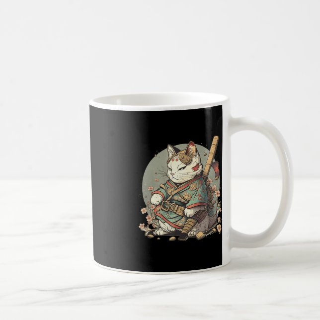 Cat Kawaii Style Samurai Anime Kitten Japanese  Coffee Mug (Right)
