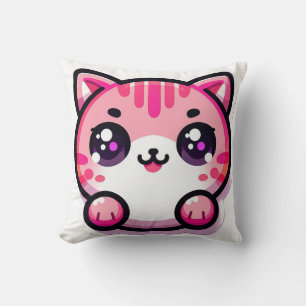 cat kawaii throw pillow