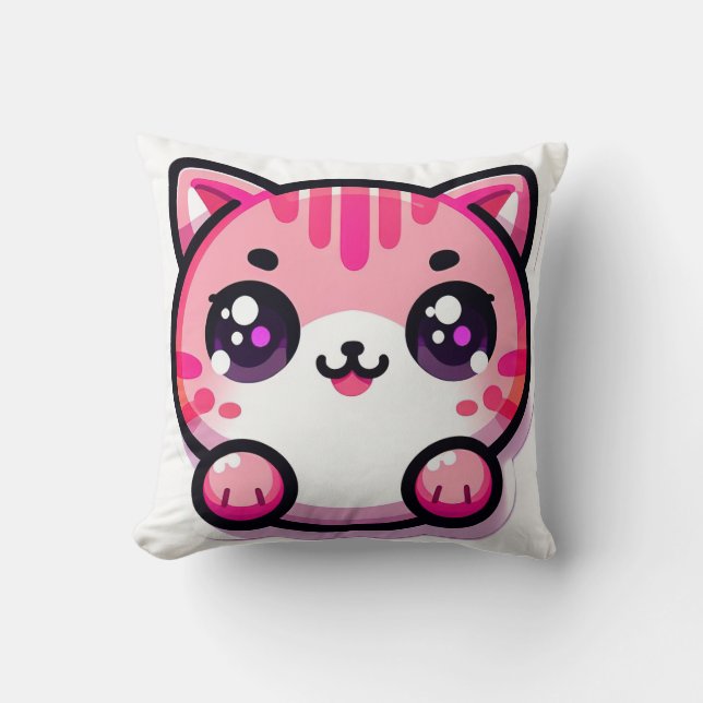 cat kawaii throw pillow (Front)