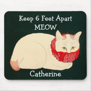Cat Keeping 6 Feet Apart Mouse Pad
