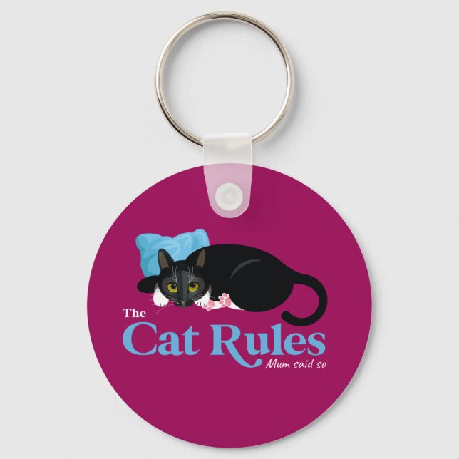 Cat keyring - Cat Rules - Stay Calm (Back)