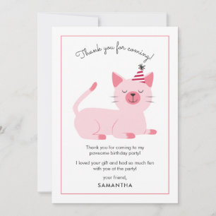 Cat Kids Birthday Party Cute Thank You Card