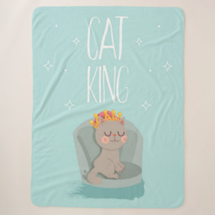 Cat King   Cat With Crown Cat Lover Sherpa Blanket