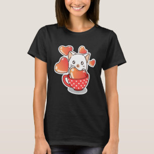 Cat Kit Tea Valentine's Day Heart Balloon Her For T-Shirt