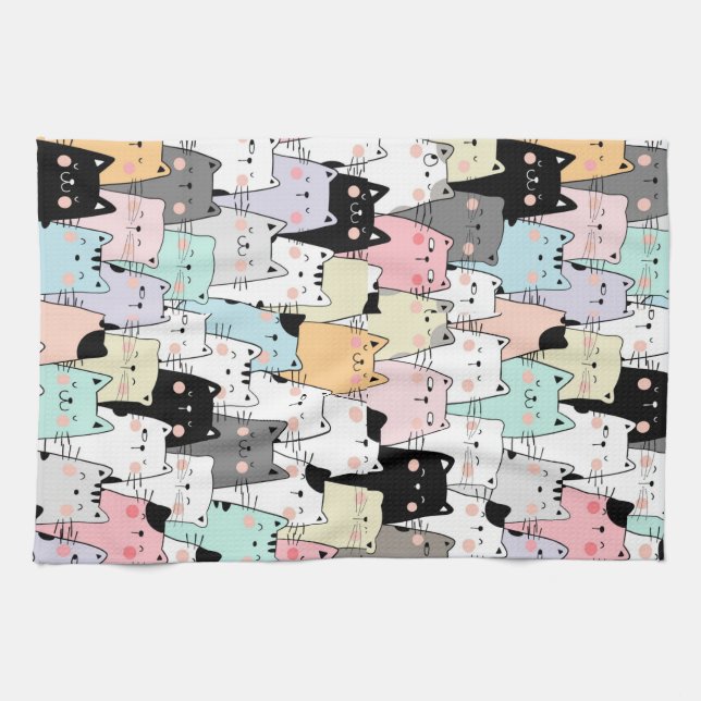 Cat kitchen tea towel, Dish towel  (Horizontal)