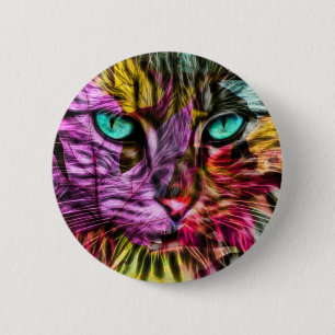 Cat Kitten Artsy 2 Inch Round Button