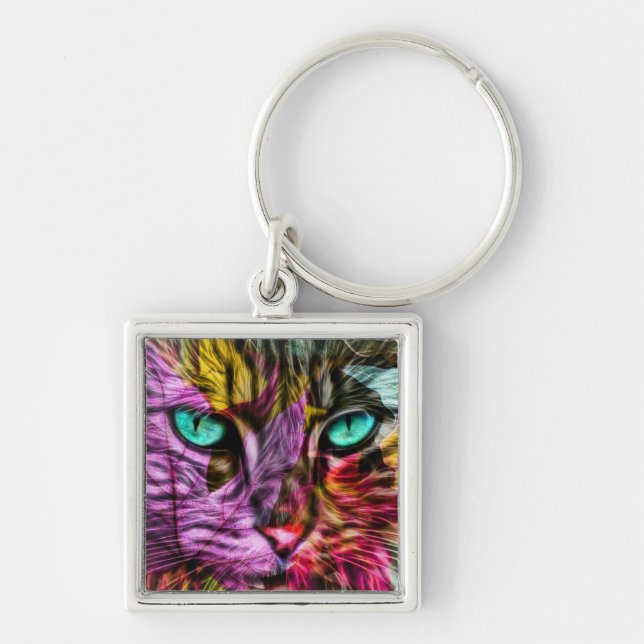 Cat Kitten Artsy Keychain (Front)