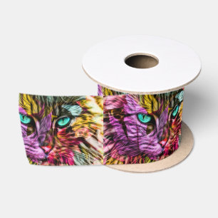 Cat Kitten Artsy Satin Ribbon