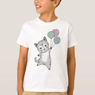 Cat Kitten Balloons Cute Animals Grey Cats T-Shirt