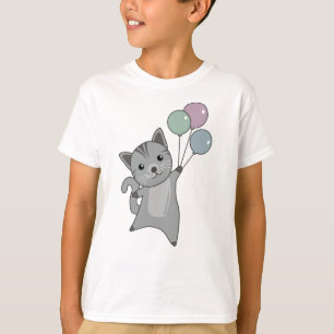 Cat Kitten Balloons Cute Animals Kids T-Shirt