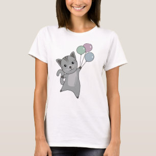 Cat Kitten Balloons Cute Animals Kids T-Shirt