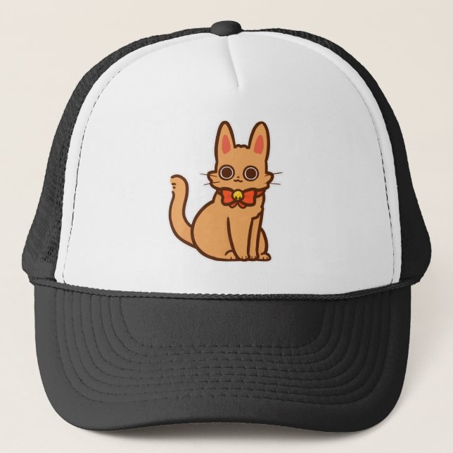Cat Kitten Cartoon Ginger Cat Cute Kitty Anime Trucker Hat (Front)