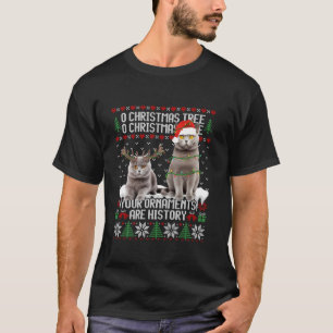 Cat Kitten Christmas Tree Lights Cat Owner Lover T-Shirt