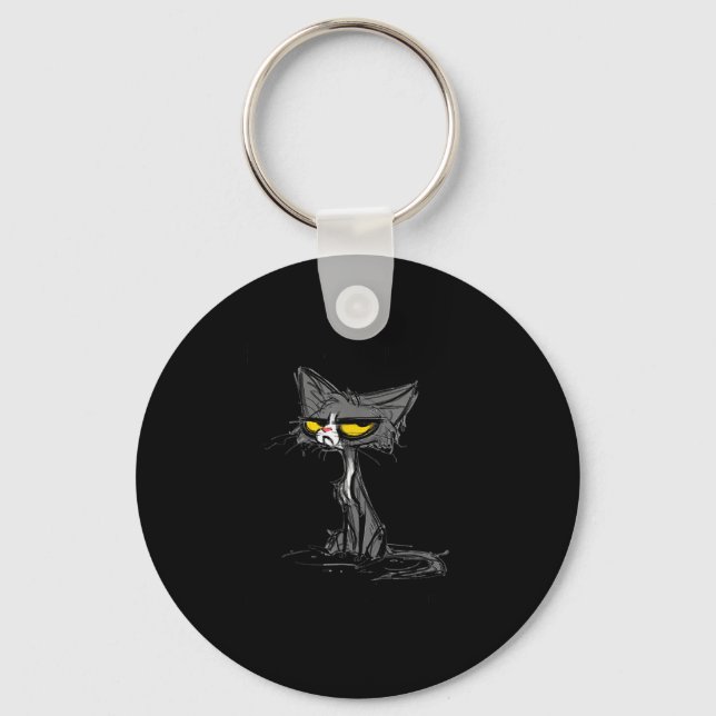Cat Kitten Did I Roll My Eyes Out Loud Funny Sarca Keychain (Front)