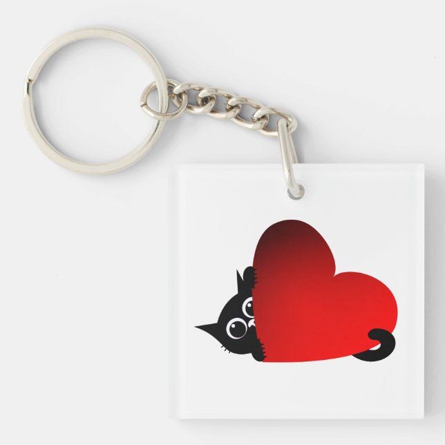 Cat, Kitten, Heart Keychain (Front)