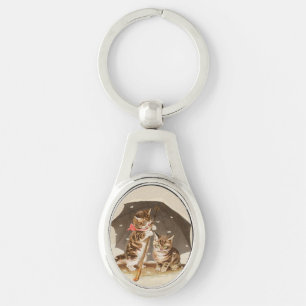 Cat Kitten kitty antique vintage pretty cute Keychain