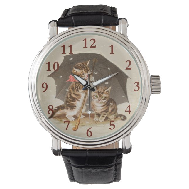 Cat Kitten kitty antique vintage pretty cute  Watch (Front)