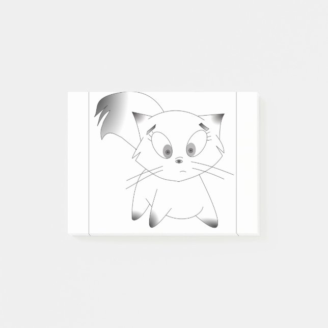 Cat Kitten Kitty Feline Pet Cute Gray Post-it Notes (Front)