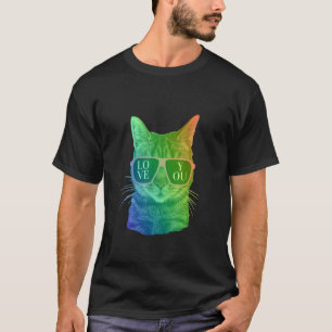 Cat Kitten Love You Sun Glasses Cute T-Shirt