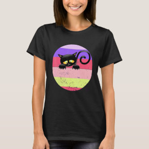 Cat Kitten Meme Vintage Retro Sunset Peeping Curio T-Shirt