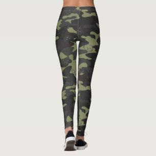Cat Kitten Paw Camouflage Grey Olive Camo Pattern Leggings