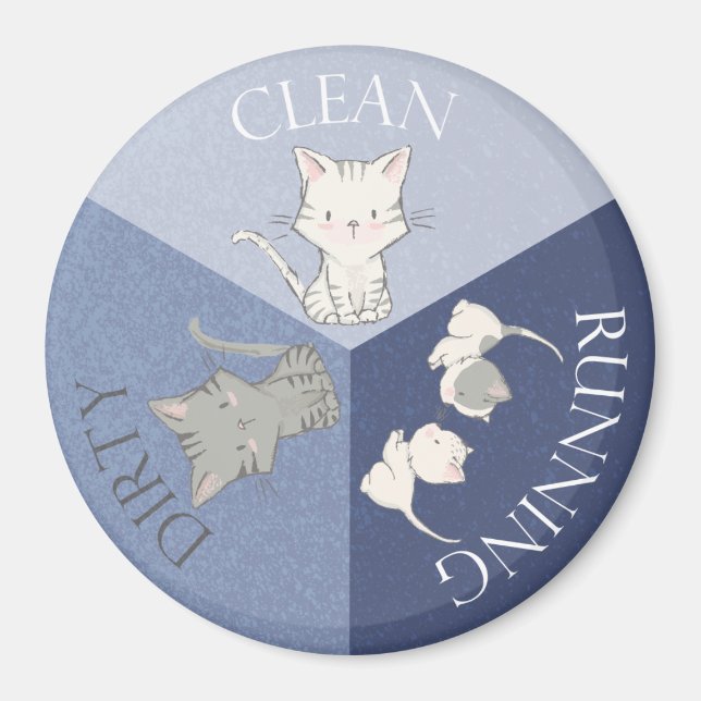 Cat Kitten Pet Dishwasher Magnet Reversible Clean (Front)