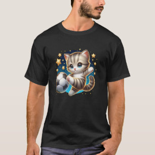 Cat Kitten Soccer Player Kicking Soccer Ball Cute  T-Shirt