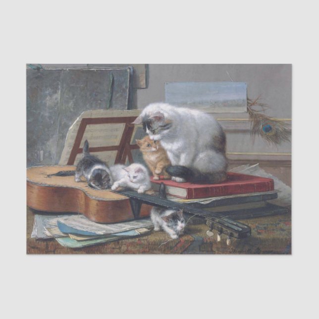 Cat & Kittens • Henriette Ronner-Knip (1821-1909) Tissue Paper (Front)