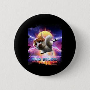 Cat Kitty Cracked Wall Gaming Gamer God Mode Funny 2 Inch Round Button