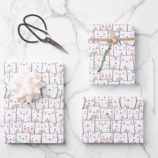 Cat Kitty Cute Funny Pattern Cat Lover  Wrapping Paper Sheet (Front)
