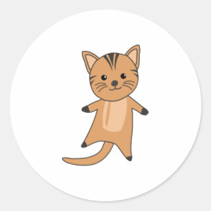 Cat Kitty Fur Nose Cute Animals Kids Classic Round Sticker