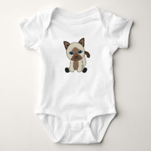 Cat Kitty Fur Nose Cute Animals Kids Siam Baby Bodysuit