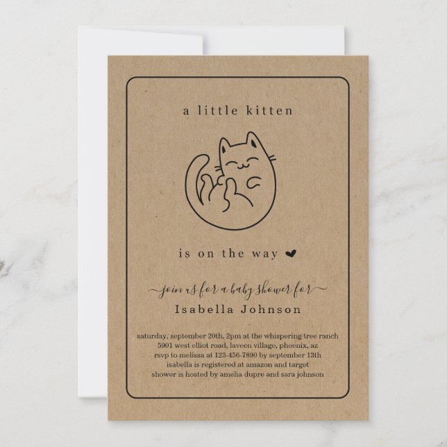 Cat Kitty Kitten Baby shower Invitation (Devant)