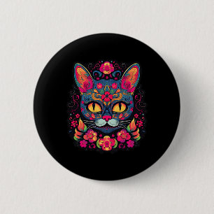 Cat Kitty Kitten Paws Sugar Skull Calavera Hallowe 2 Inch Round Button