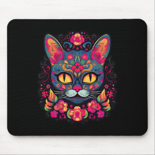 Cat Kitty Kitten Paws Sugar Skull Calavera Hallowe Mouse Pad