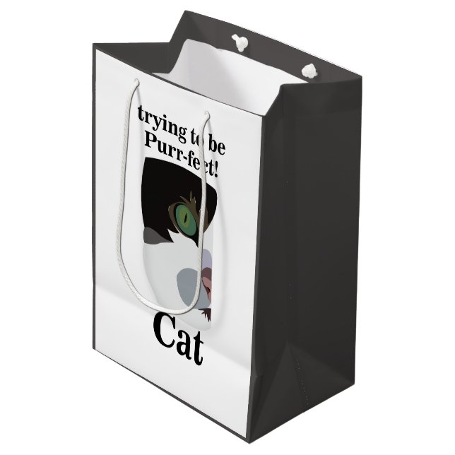 Cat Kitty Pet Funny Medium Gift Bag (Front Angled)