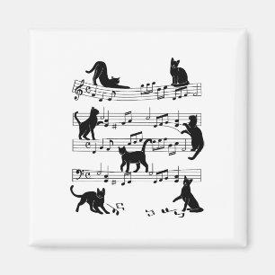 Cat Kitty Playing Music Clef Piano Musician Art  Magnet