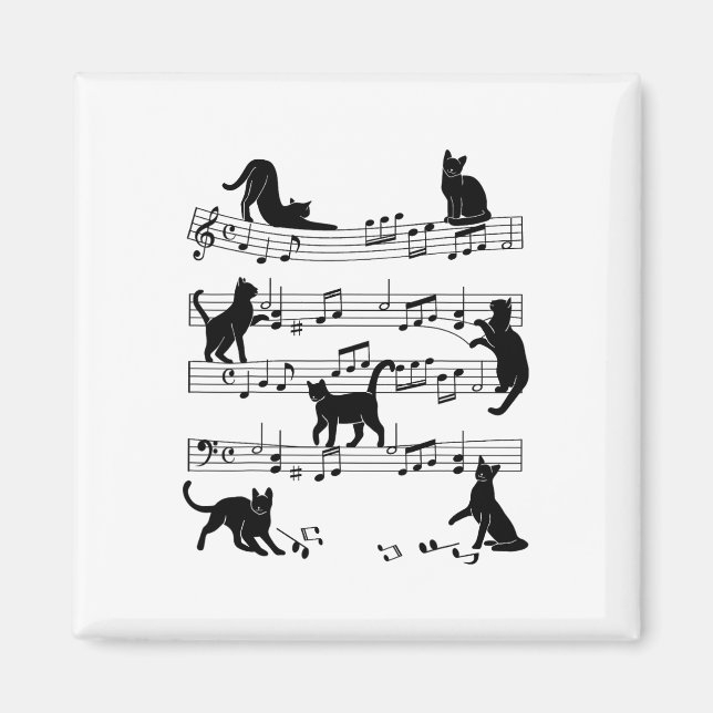 Cat Kitty Playing Music Clef Piano Musician Art  Magnet (Front)