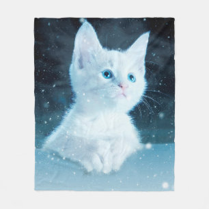 Cat kitty snow art animal nature fleece blanket