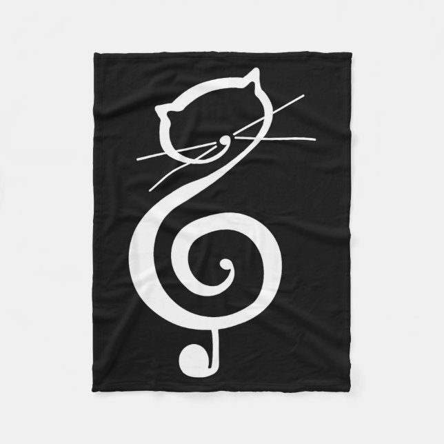 Cat Kitty Treble Music Clef Funny Cat Music Notes  Fleece Blanket (Front)
