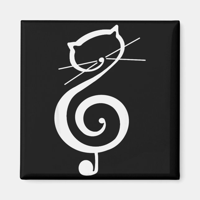 Cat Kitty Treble Music Clef Funny Cat Music Notes  Magnet (Front)