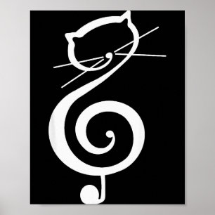 Cat Kitty Treble Music Clef Funny Cat Music Notes  Poster