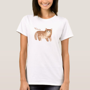 Cat Kitty Watercolor Name Cute Brown T-Shirt