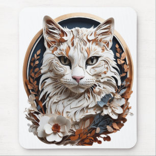 cat,kitty with flower mouse pad