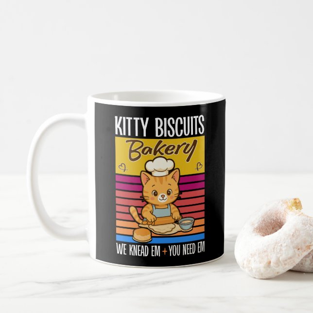 Cat Kneading Baker Kitty Biscuits We Knead Em You Coffee Mug (With Donut)