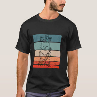 Cat knife small sensitive fight humour cute funny  T-Shirt