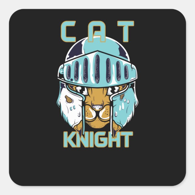 Cat Knight Square Sticker (Front)
